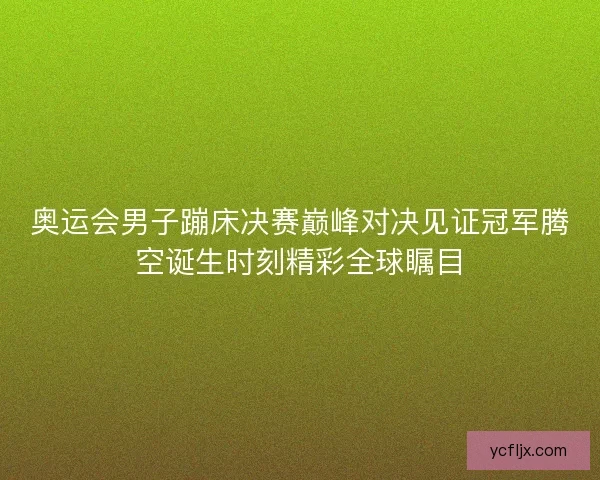 奥运会男子蹦床决赛巅峰对决见证冠军腾空诞生时刻精彩全球瞩目